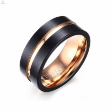 Nuevo anillo de tungsteno de joyería de oro y negro de moda personalizada para hombres